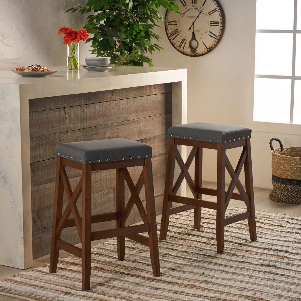 Saddle Barstool Charcoal Wood Material Kitchen and Bar nh-comfortcove