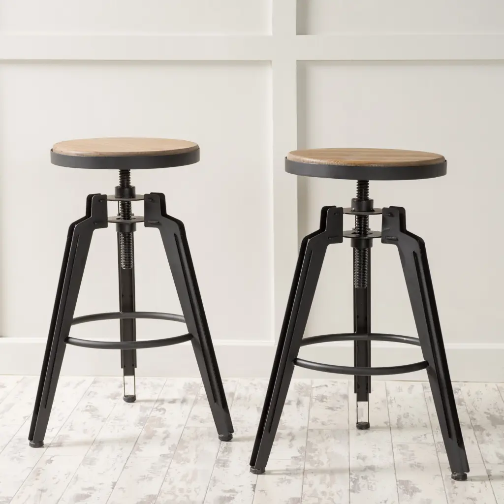 Swivel Barstool Set 2 Natural Solid Timber Kitchen Stools nh-inmax