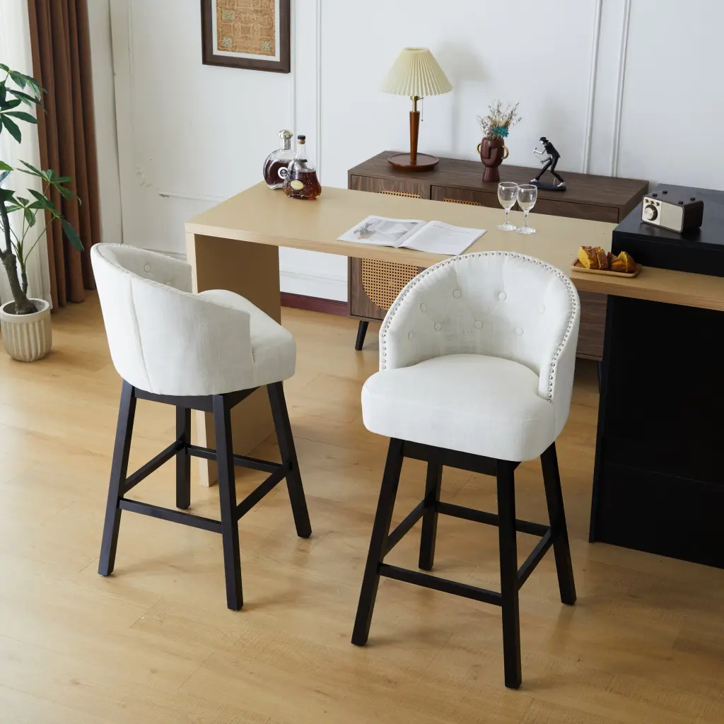 33.25 Inch Swivel Counter Stools Set 2 Upholstered Counter Height Bar Stools nh-onfind
