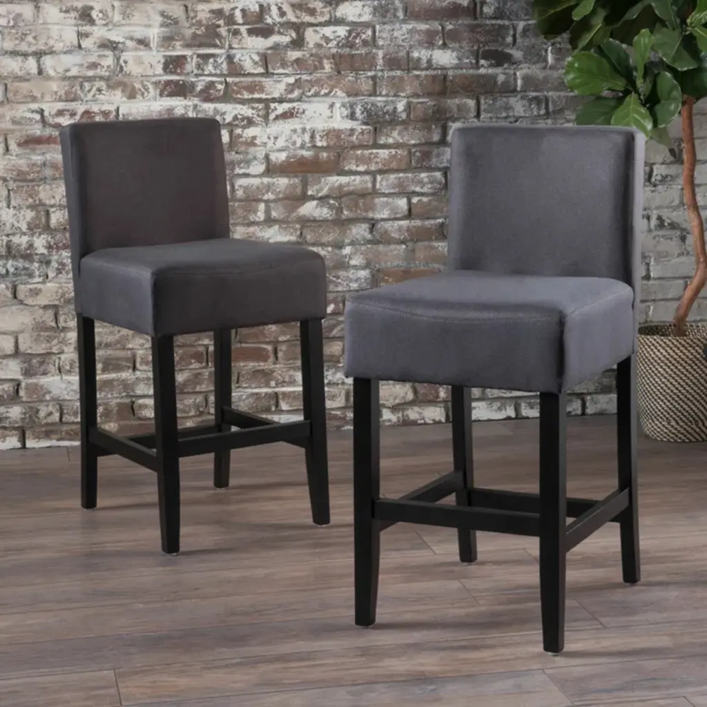 Portman Counter Stools Set 2 Dark Charcoal Fabric Bar Stools nh-onfind-can