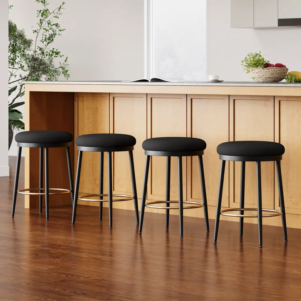 Set 4 Modern Black Counter Stools Iron Frame nh-onfind