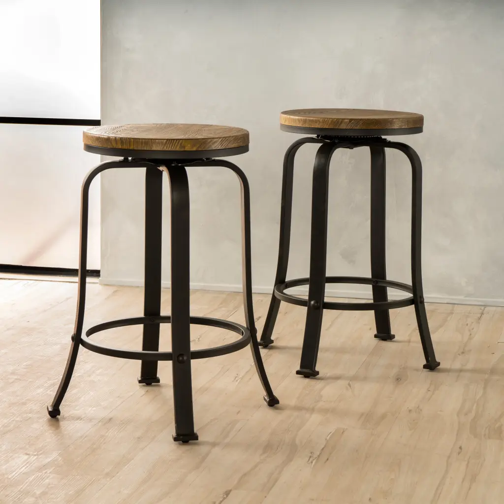 Counter Stool Natural Black MDF Kitchen Bar nh-purenest