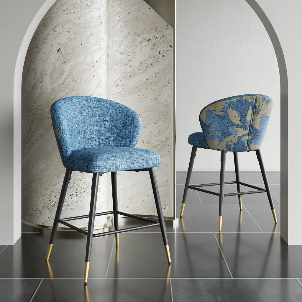 Counter Height Bar Stools Set 2 Jacquard Upholstered Seats Kitchen or Bar nh-vivalux