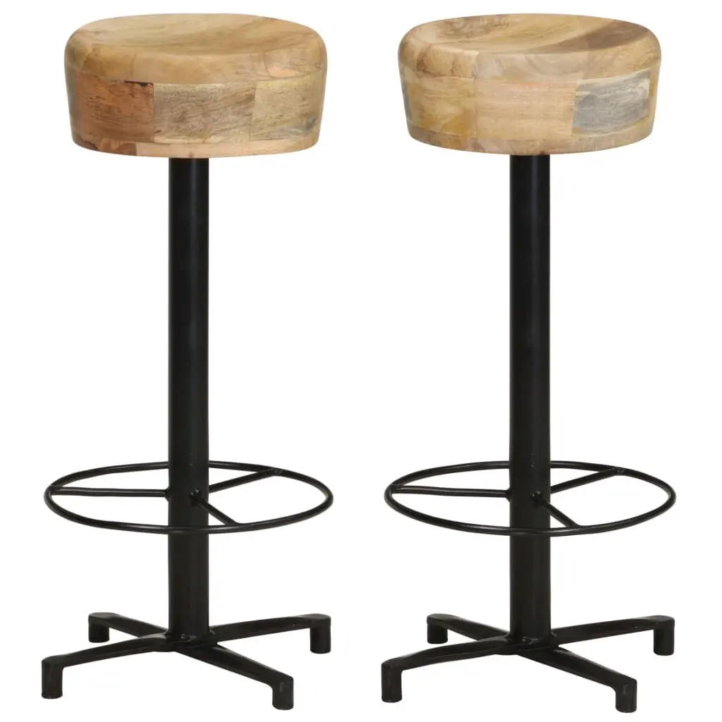 2 Pack Bar Stools 29.9 Inch Solid Mango Wood Counter Height Stools