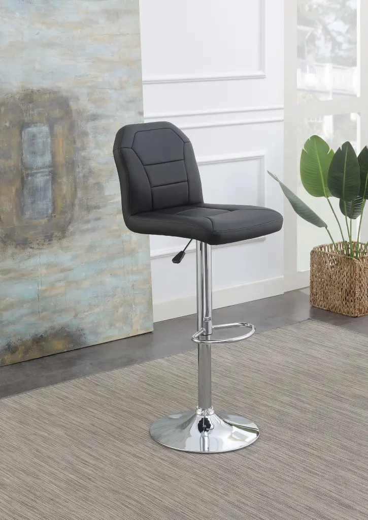 Bar Stool Black Faux Hide Modern Kitchen Stool Set 1 poundex