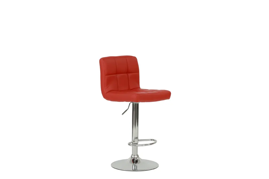 Bar Stool Red Chrome Red Leather poundex