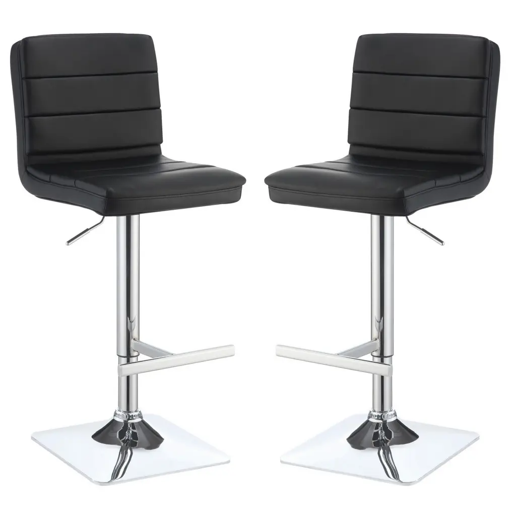 Casual Armless Customizable Bar Height Stool Black Set 2 Chrome Metal Base royal hampton