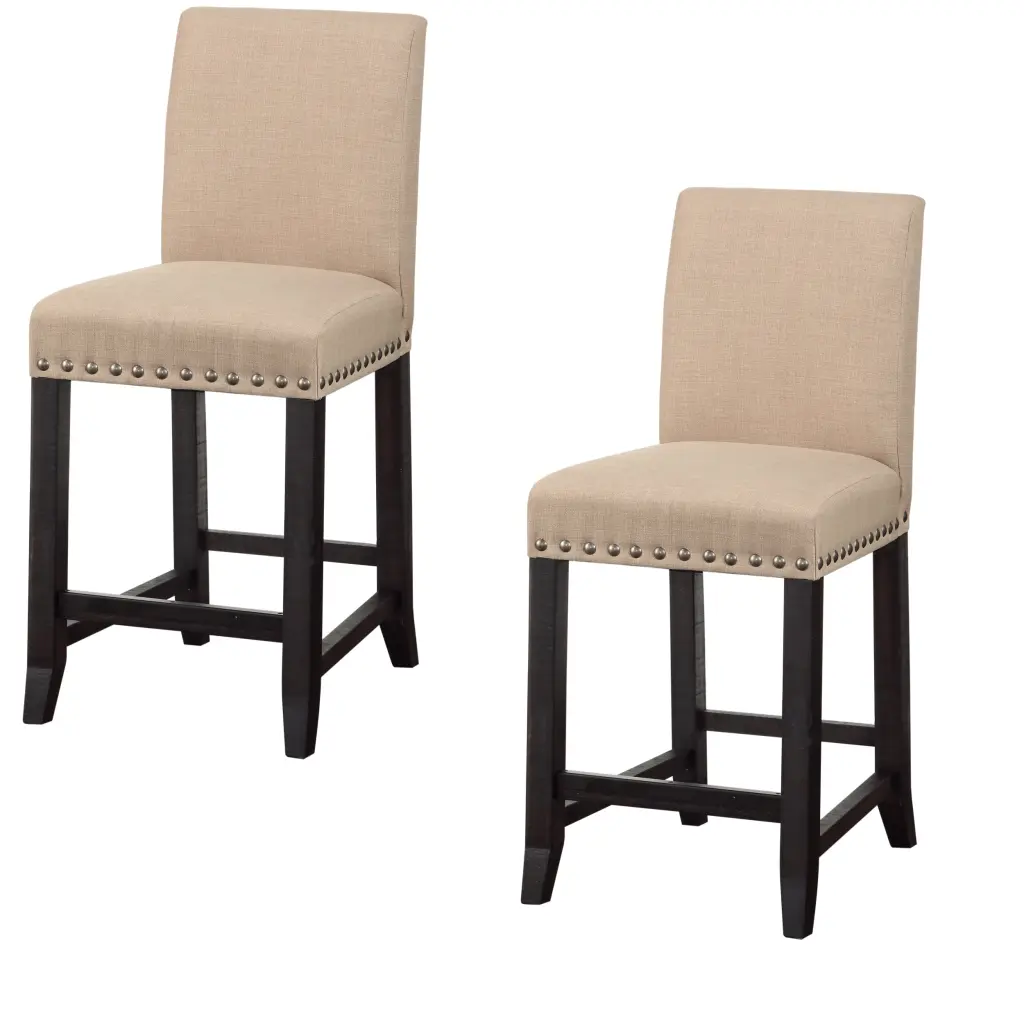 Material Upholstered Wooden Counter Height Stool Nail Head Trim, Set 1 royal hampton