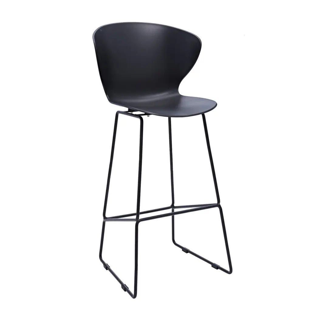 Set 2 Kivi 30 Inch Barstool Chairs Black Polypropylene royal hampton