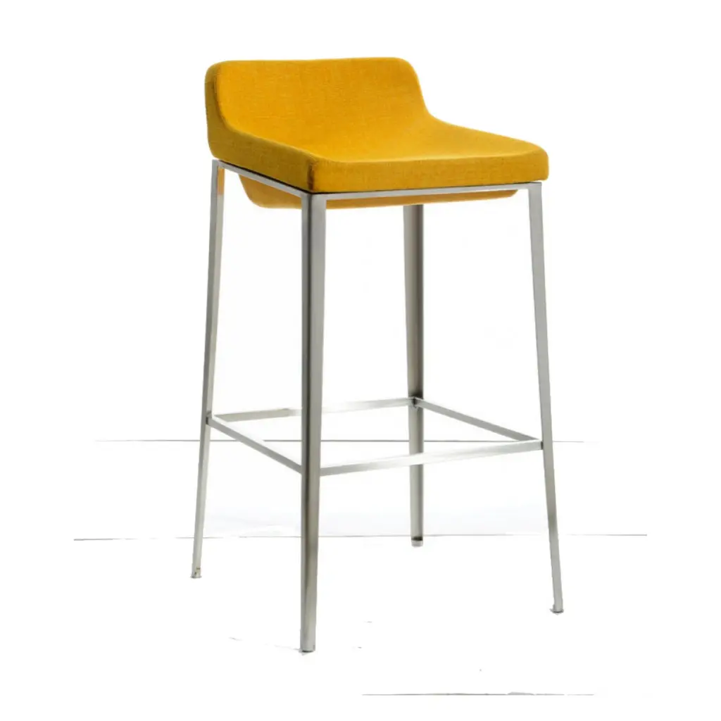 Upholstered Metal Bar Stool, Yellow And Silver Counter Height Stool Kitchen royal hampton