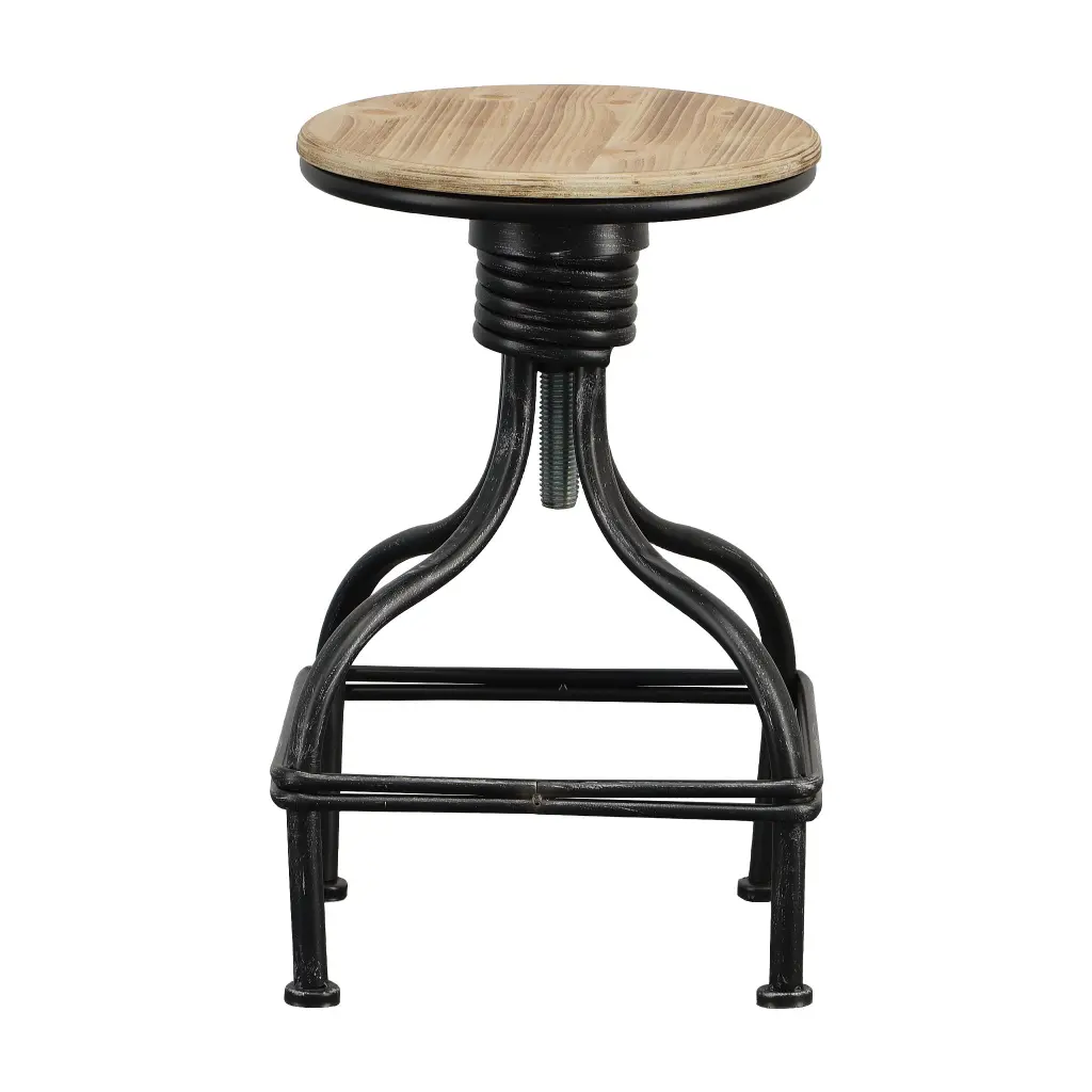 Vintage Metal Swivel Bar Stool Round Seat - Brown Counter Height Stool royal hampton