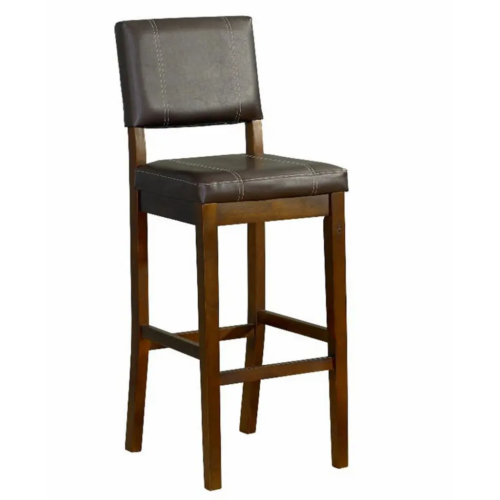 Wooden Bar Stool Upholstered Seat and Back Brown royal hampton
