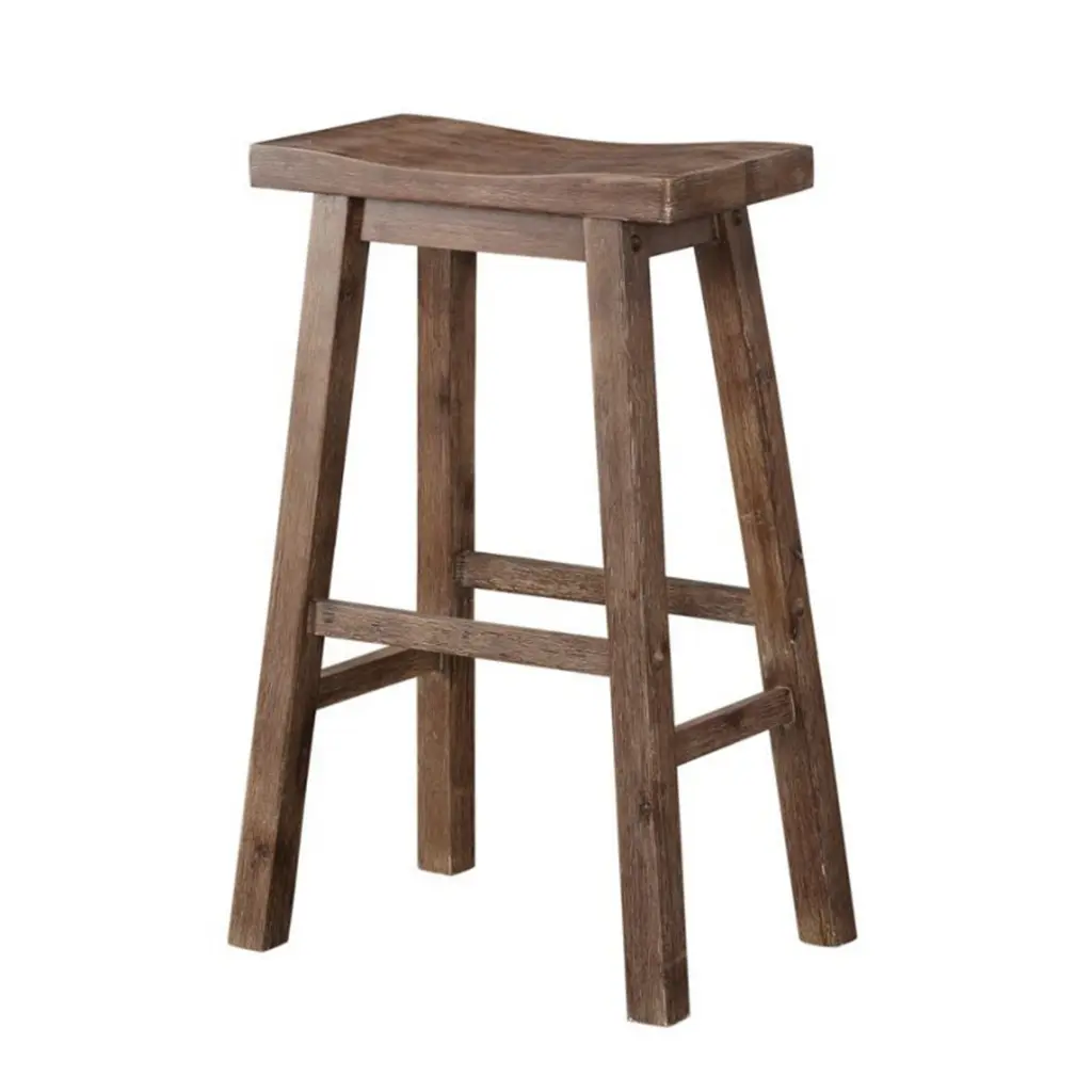 Wooden Frame Saddle Seat Bar Height Stool Angled Legs - Large Gray Counter Stool royal hampton