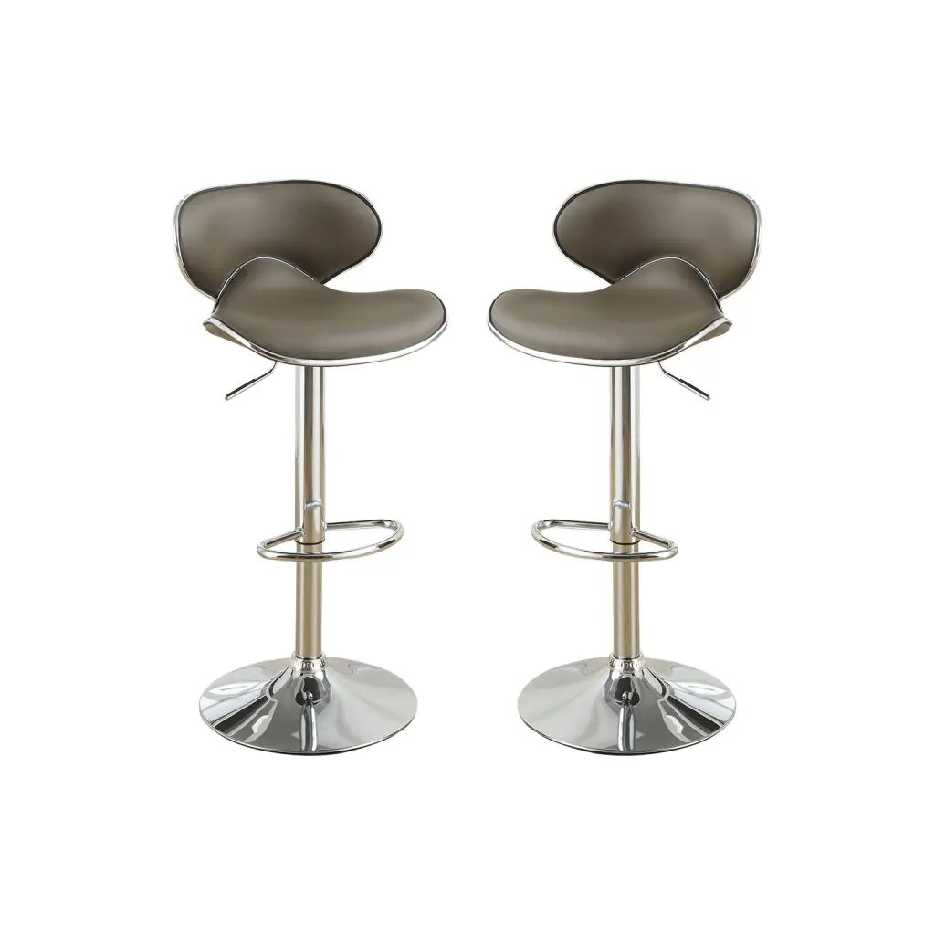 Adjustable Espresso Faux Leather Bar Stools Set 2 Solid Espresso Design simple relax