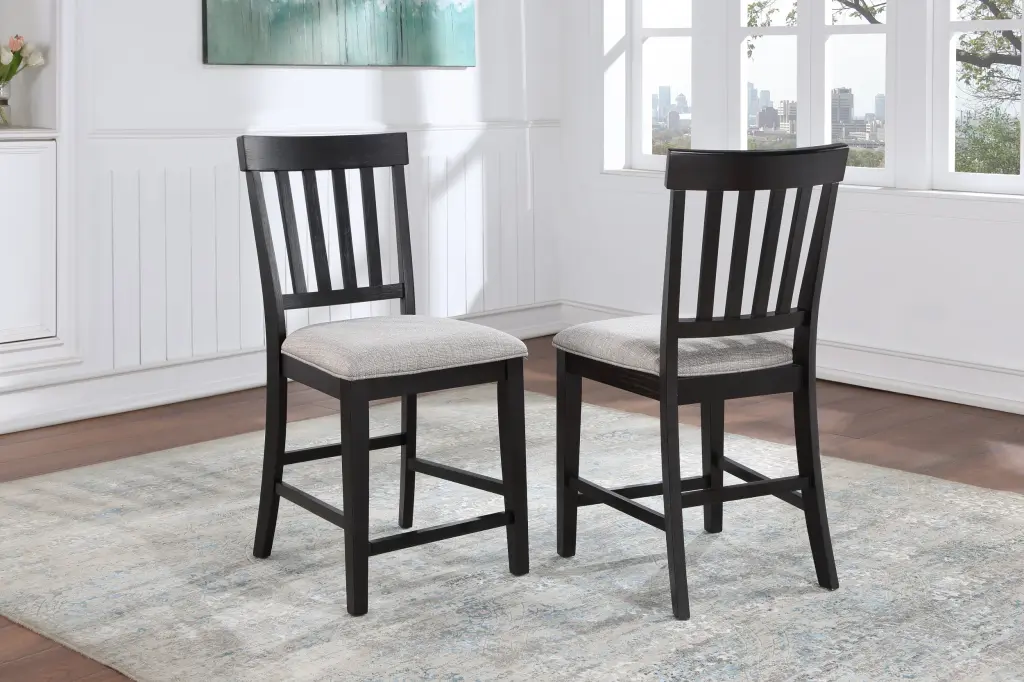 Halle Counter Chair Set 2 Dark Brown Timber Bar Stools Kitchen Island steve silver furniture