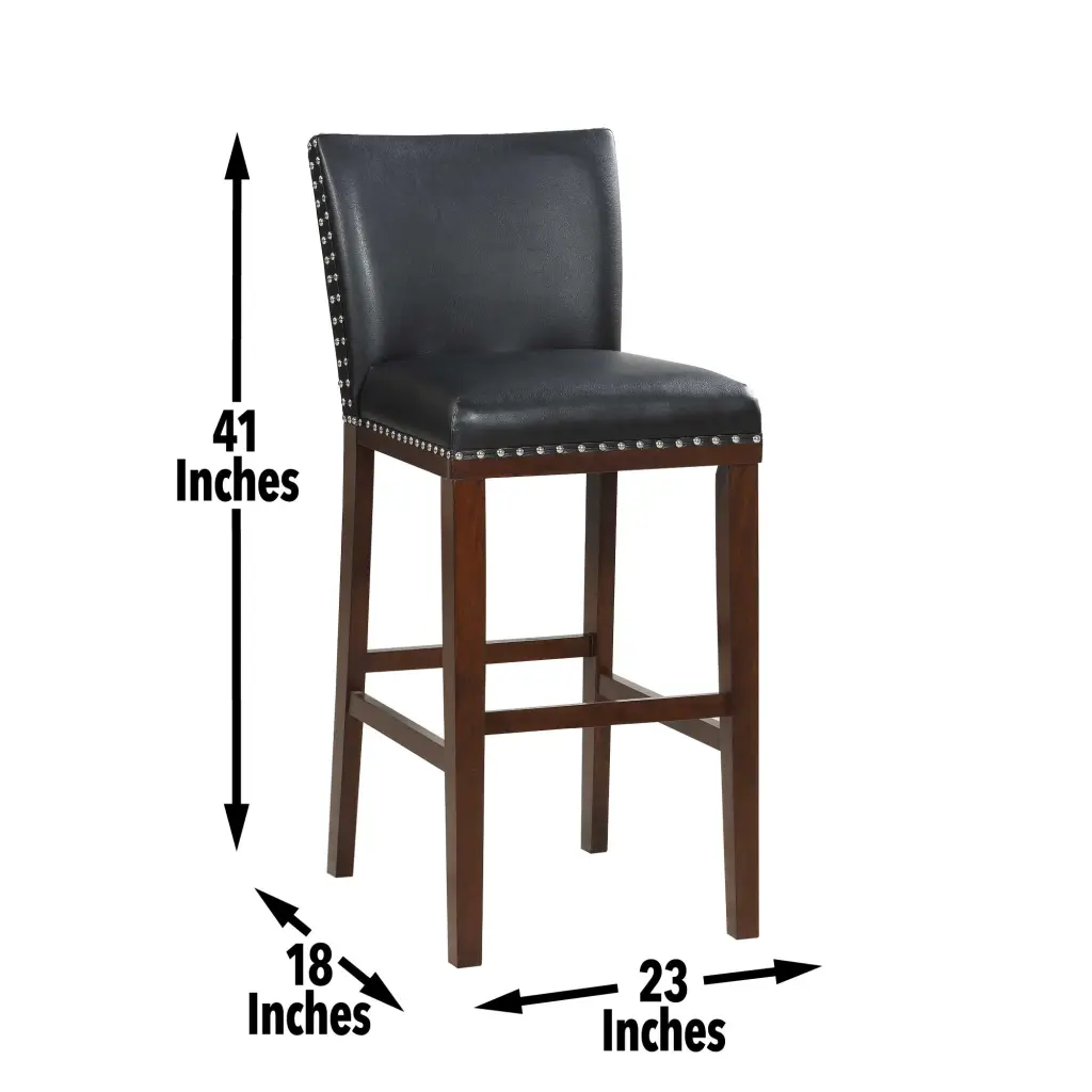 Tiffany Bar Chair Set 2 Black Faux Leather Counter Stools steve silver furniture