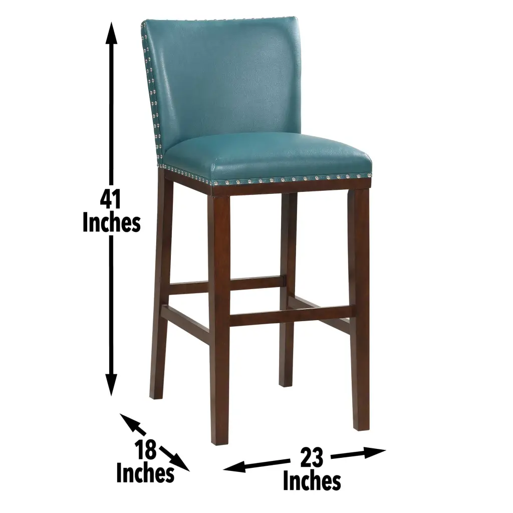 Tiffany Bar Chair Set 2 Peacock Light Blue Faux Hide steve silver furniture