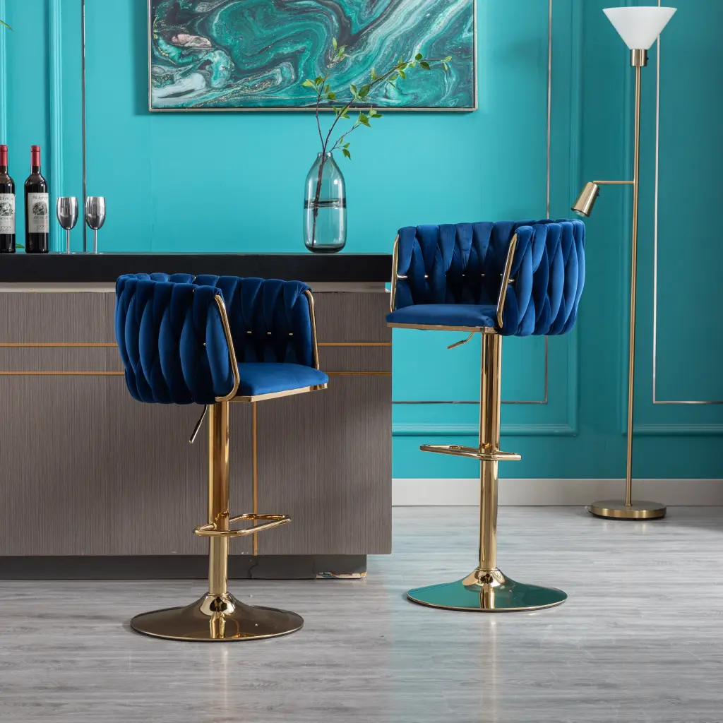 Set 2 Bar Stools Chrome Footrest And Base Swivel Height Adjust weehaa furniture