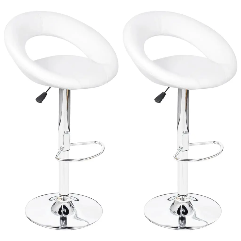White Faux Leather Bar Stools Set 2 Modern Kitchen Counter Stools