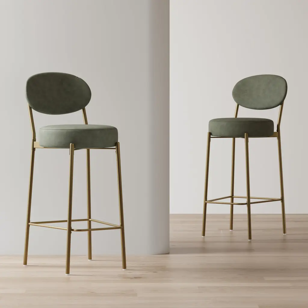 29 Inch Upholstered Bar Stools Set 2 Faux Hide Counter Height Seating yiqiumi furniture