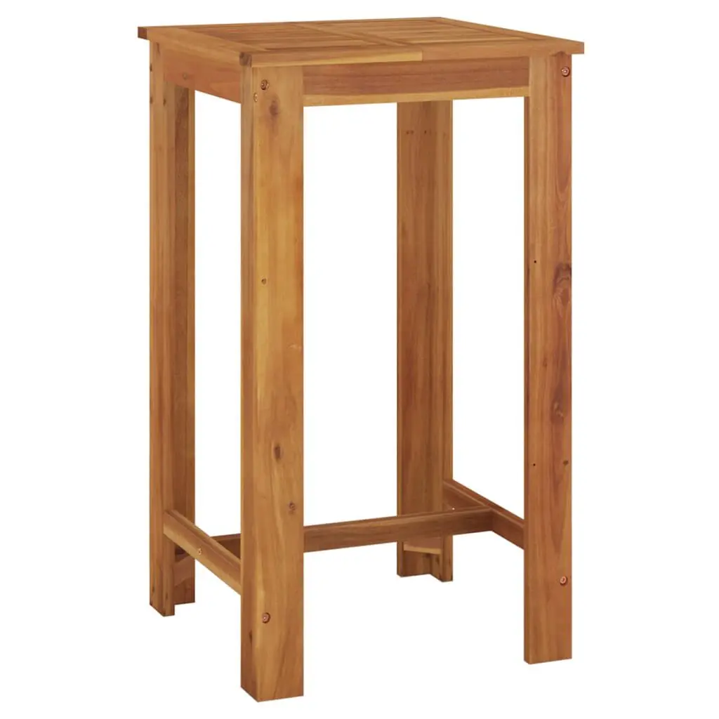 23.6 Inch Solid Acacia Wood Patio Bar Table Outdoor Counter Height Table