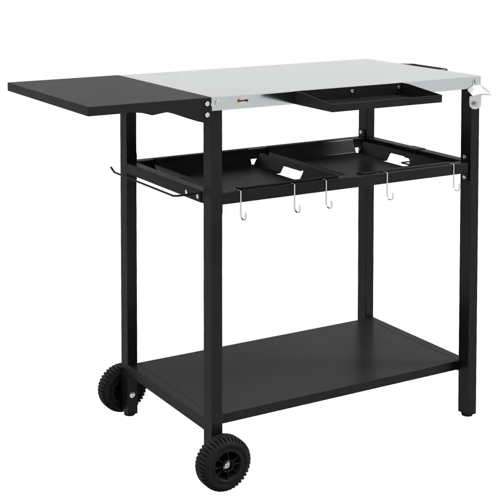 Outsunny Outdoor Bar Table Stainless Alloy Metal Tabletop Kitchen Island aosom business