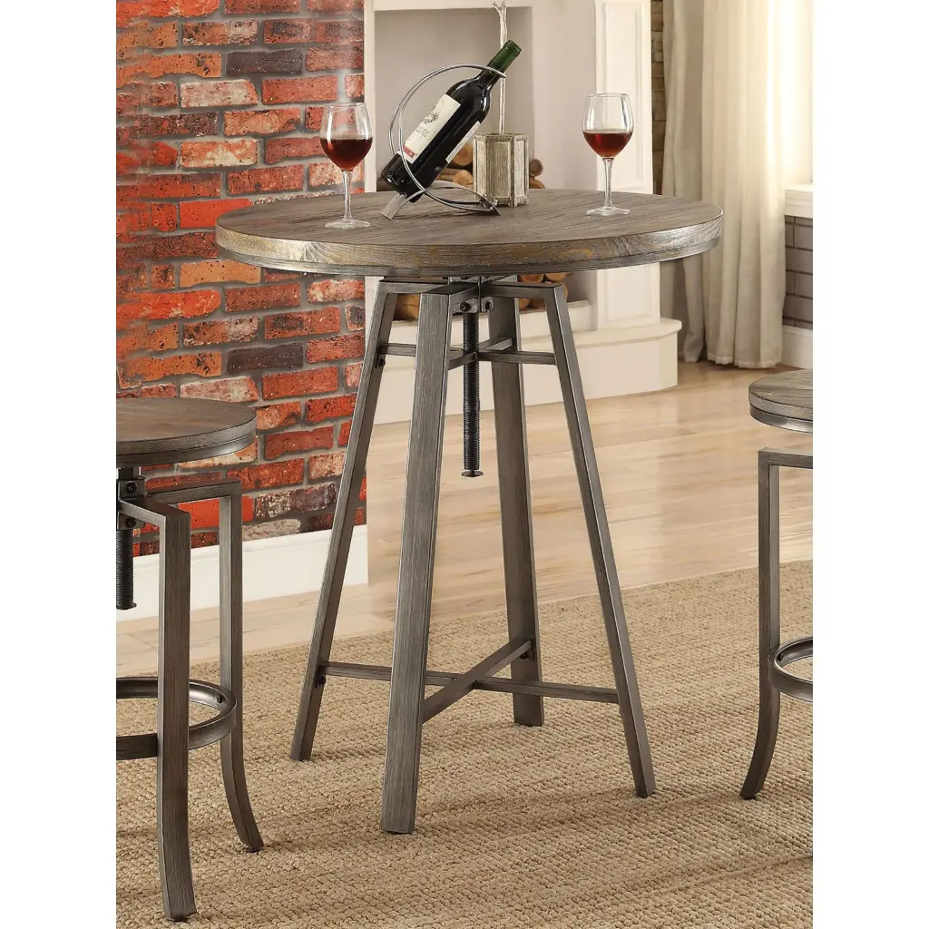 Customizable Height Bar Table Nutmeg and Slate Grey furniture max