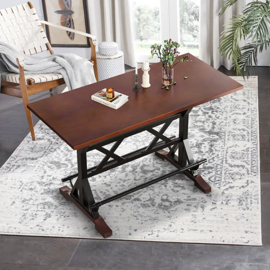 Solid Wood Rustic Farmhouse Pub Table Rectangle Bar Height rnb