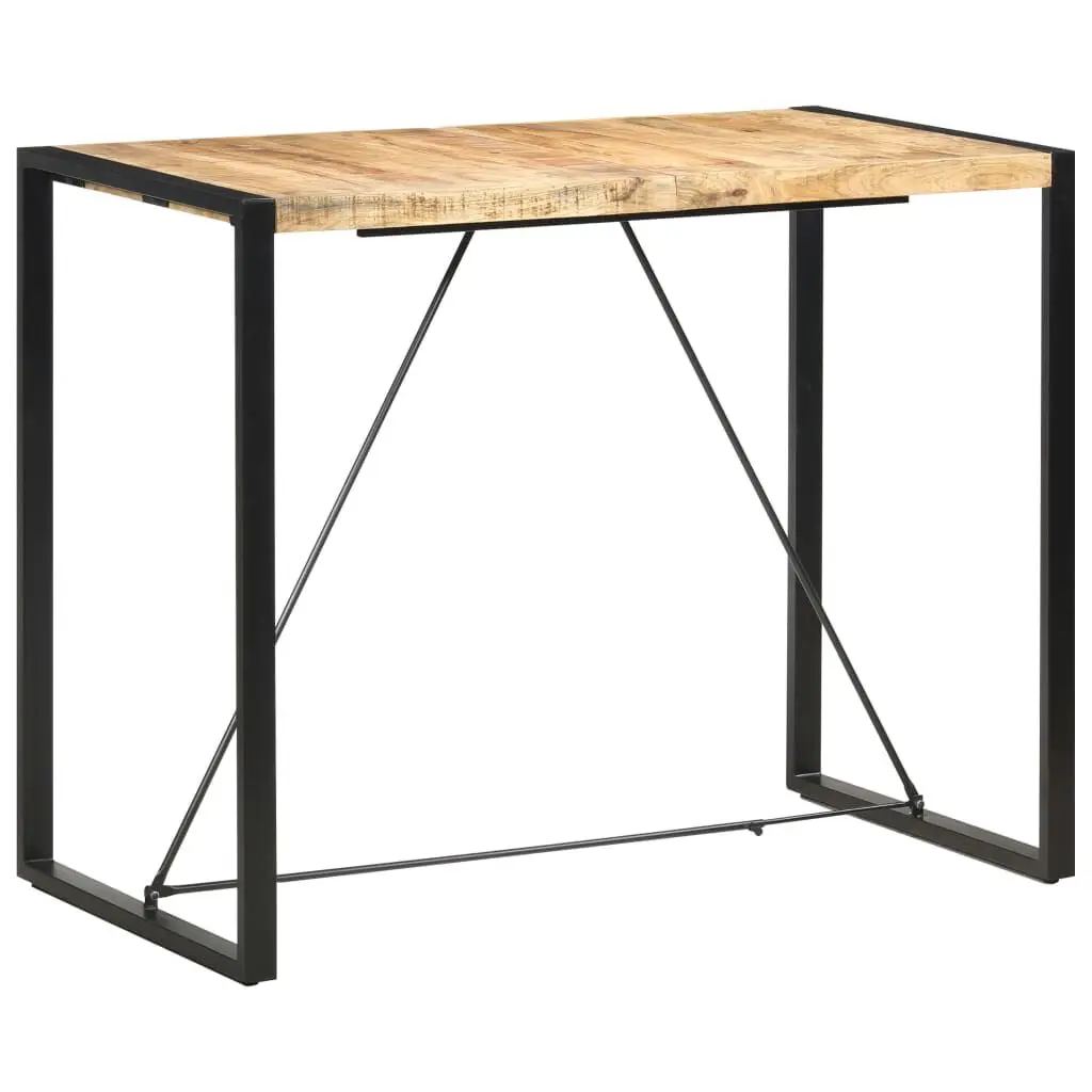 Solid Mango Wood Bar Table 55.1x27.6x43.3 Inches Large Counter Table