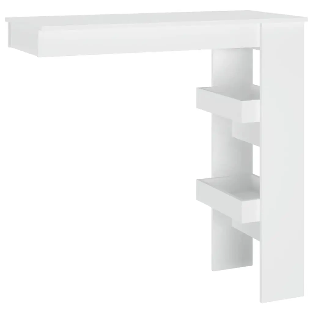 Wall Bar Table White 40.2x17.7x40.7 Inches Engineered Wood Home Bar Furniture