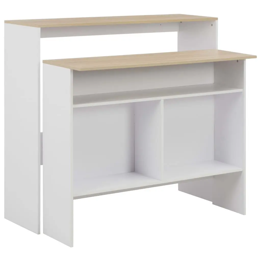 White and Oak Bar Table 2 Table Tops 51.2x15.7x47.2 Inches
