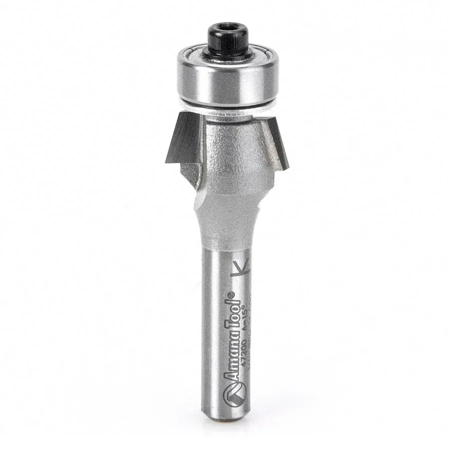 Amana Tool 47200 Carbide Tipped Bevel Laminate Trim 15 Deg x 5/8 Dia x 1/4 x 1/4 Inch Shank Ball Bearing