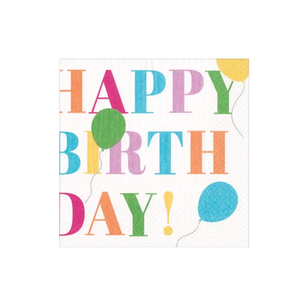 Birthday Surprise Paper Cocktail Napkins Ivory