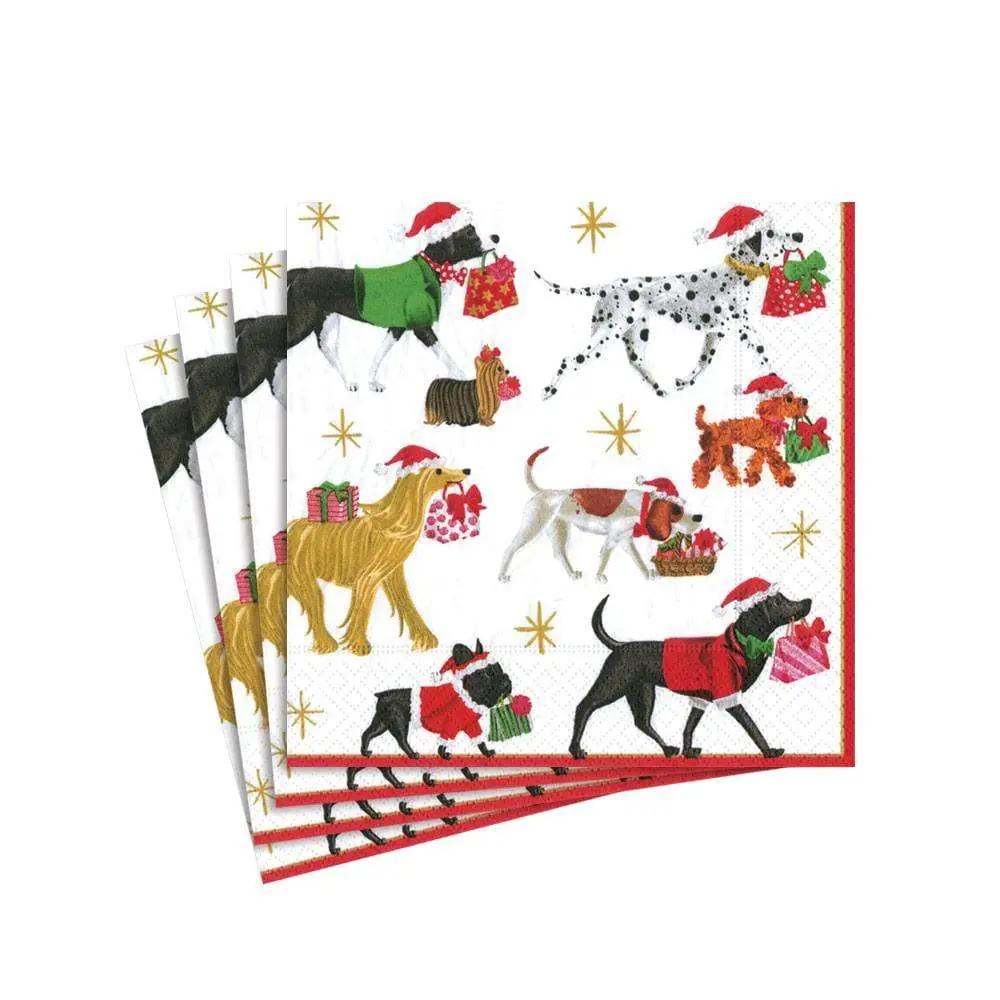 Christmas Delivery Paper Cocktail Napkins Pearl - 20 Per Package -
