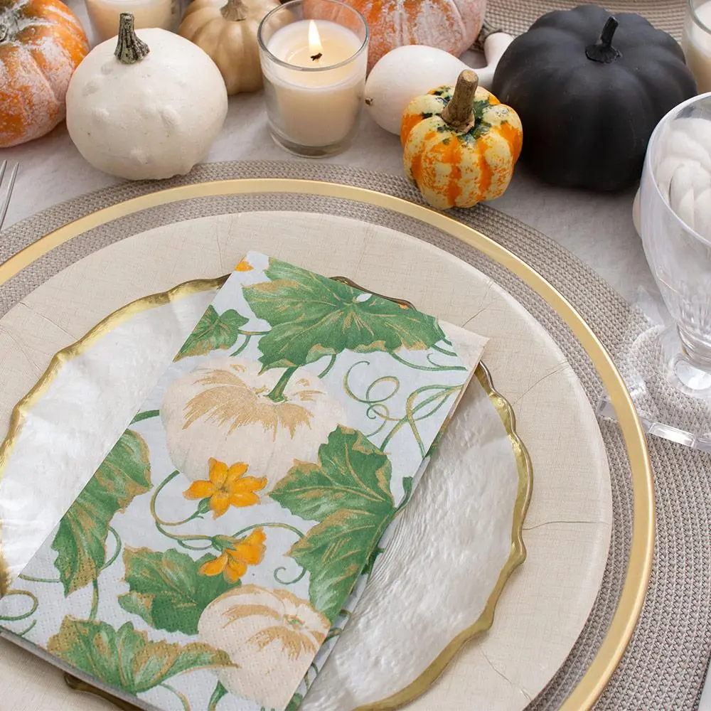 Heirloom Pumpkins Paper Cocktail Napkins Grey & Snow - 20 Per Package