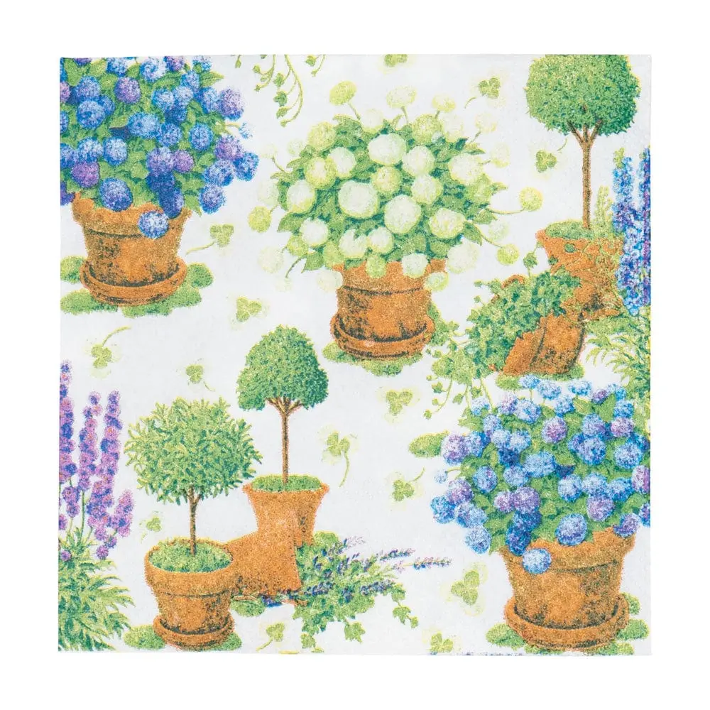 Potted Hydrangeas Cocktail Napkin
