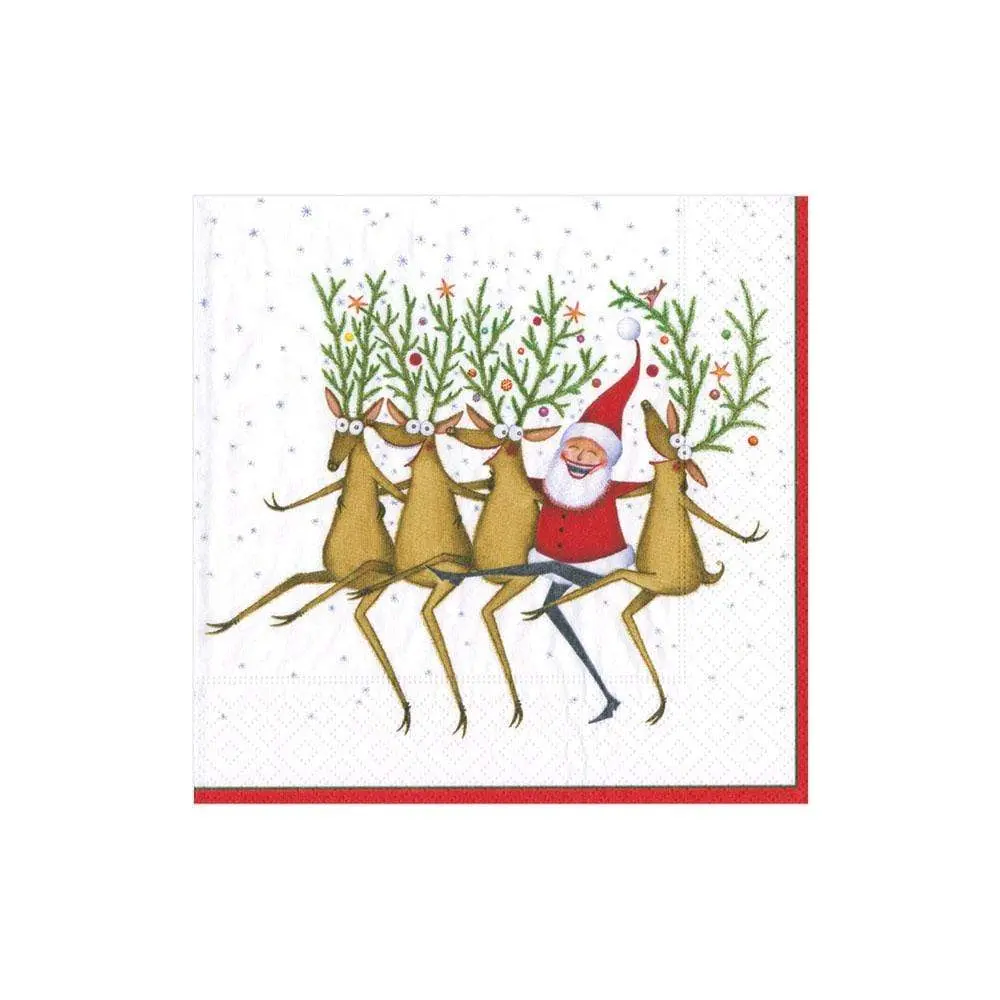 Santa's Kickettes Paper Cocktail Napkins Alabaster - 20 Per Package