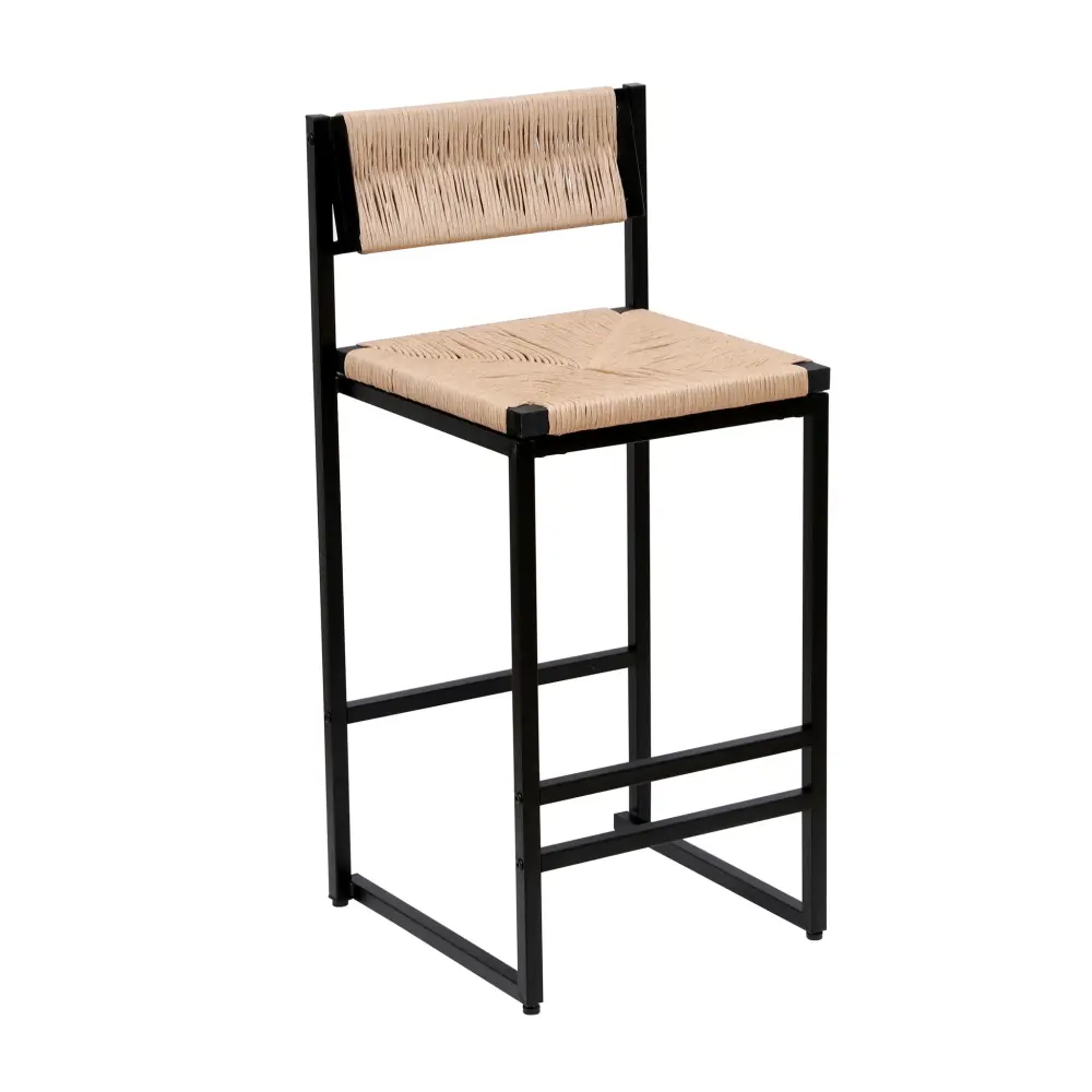 Bar Stools Paper Rope Weave Dining Chairs Back Hand Weave Stools Kichen Island, Bar & Counter place 2)