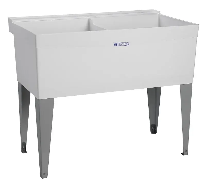 ELM UTILATUB Series 27F Laundry Tub, 38 gal Capacity, 2-Deck Hole, 40 OAW, 34 OAD, 24 OAH, Thermoplastic