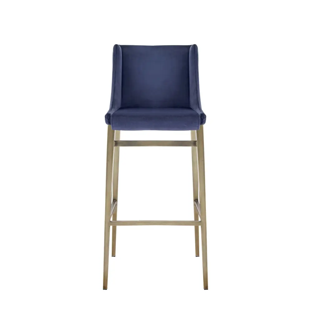 Modrest Mimi - Contemporary Blue Velvet & Antique Brass Bar Stool place 2)