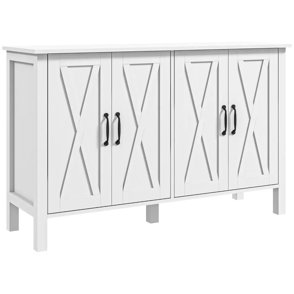 47 Inch Buffet Cabinet 4 Barn Doors and 2 Customizable Shelves aosom business