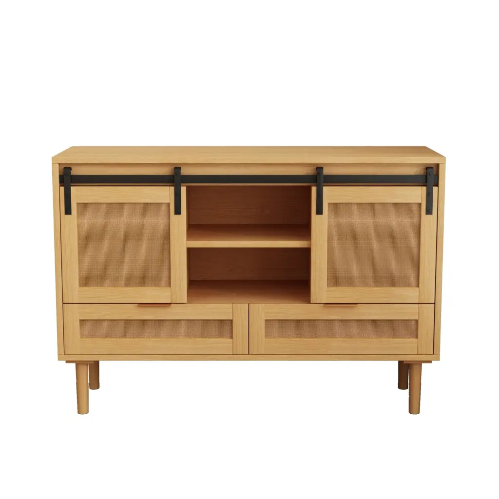 47.24 Inch Sliding Barn Door TV Cabinet 2 Drawers Wood Color Storage Bed Bath & Beyond
