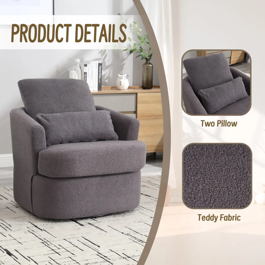Coolmore Swivel Barrel Chair, Comfy Round Accent Sofa Chair Living Room coolmore w-395