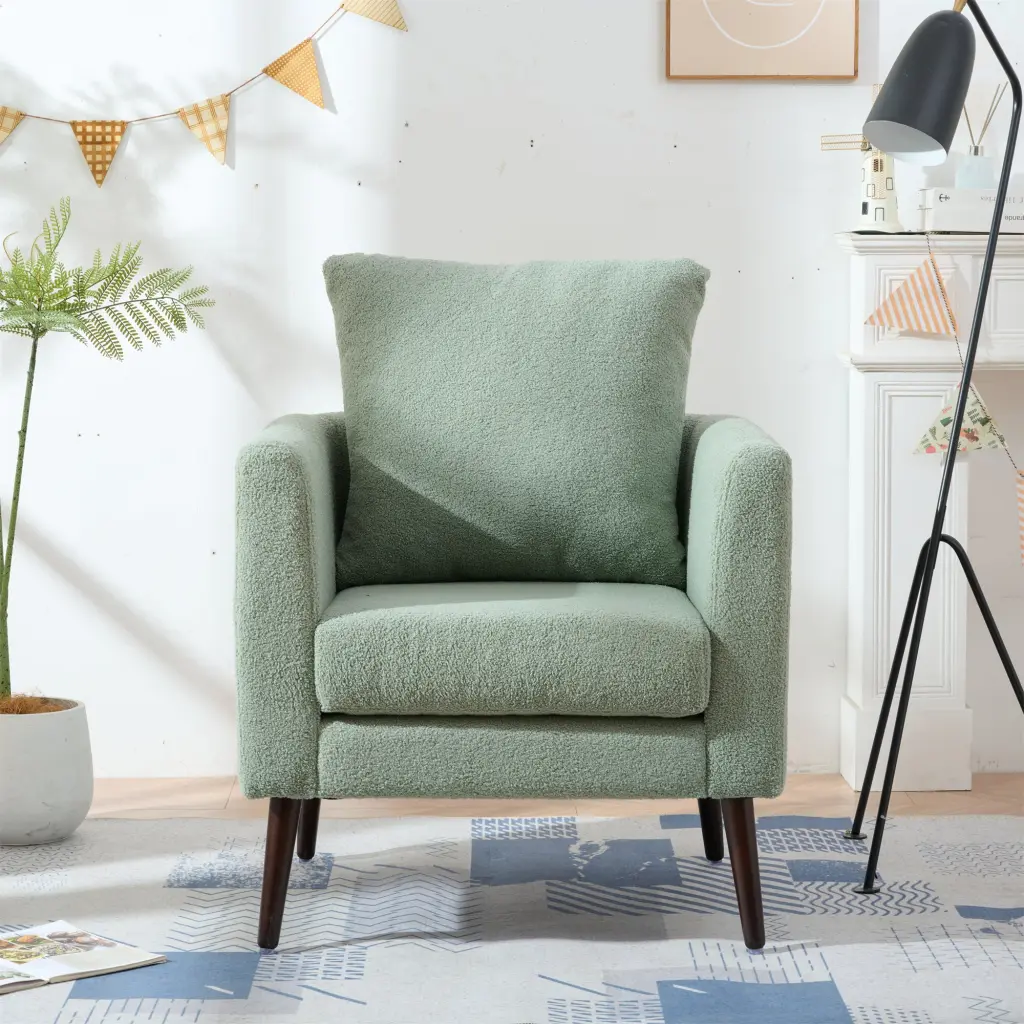 Barrel Chair Teddy Fabric Accent Armchair Club Chair Living Room sunco store