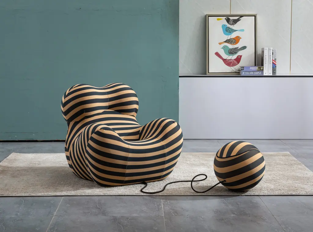 Barrel Chair Ottoman Modern Comfy Stripe Accent Chair Living Room w1241 artisan furniture