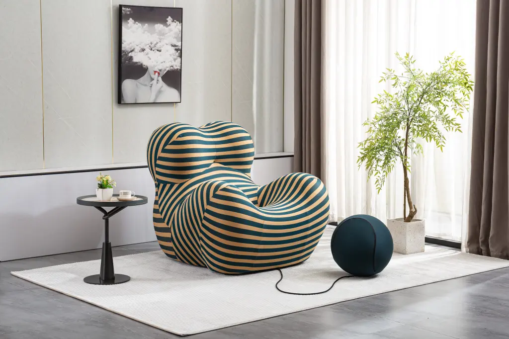 Modern Barrel Chair Ottoman Comfy Stripe Living Room Chair w1241 artisan furniture