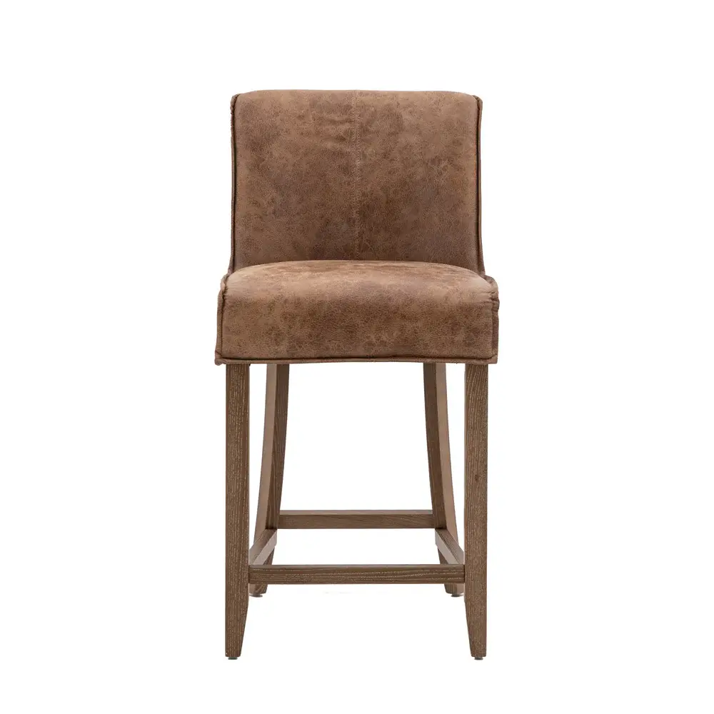 Barnaby Set 2 Bar Stool - Brown Leather