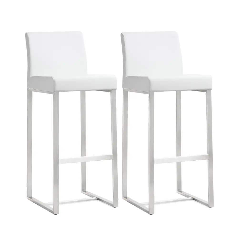 Denmark White Stainless Steel Barstool - Set 2 - UK