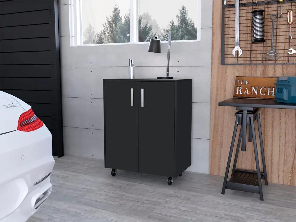Lewis Storage Cabinet Base Four Casters and Double Doors Home Office fm furniture