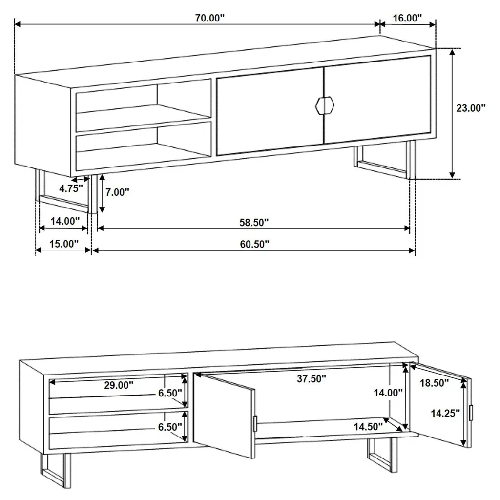 Marsden 70 TV Stand - Modern Entertainment Center Living Room Coaster Company
